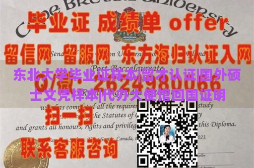 東北大學(xué)畢業(yè)證樣本|留才認(rèn)證|國(guó)外碩士文憑樣本|代辦大使館回國(guó)證明
